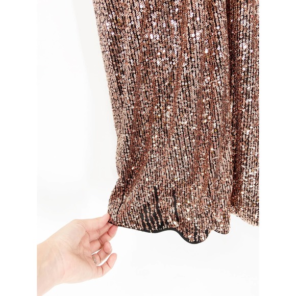 Rachel Rachel Roy Gold Sequined Sleeveless Surplice V-Neck Cocktail Midi Dress 8 - Picture 6 of 9